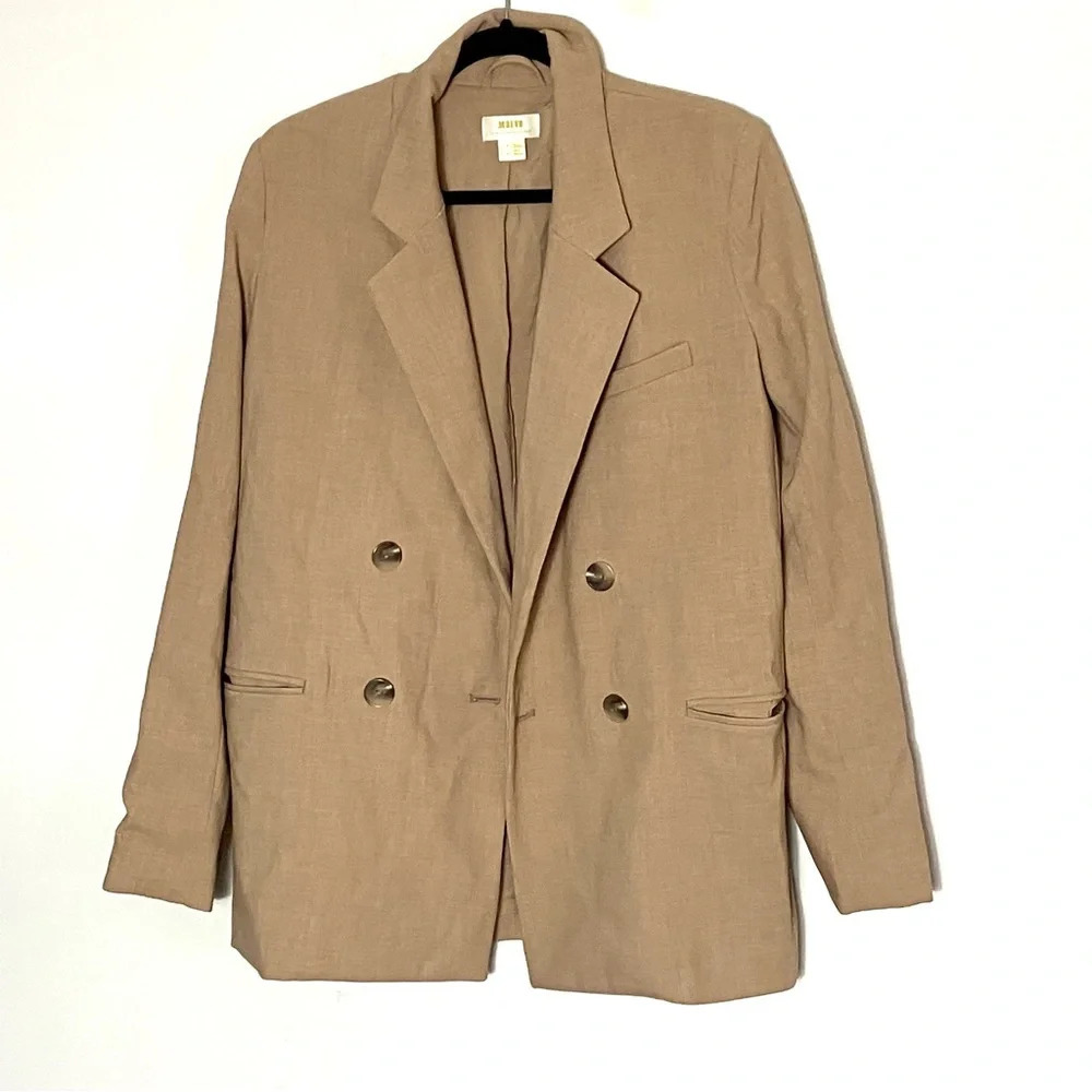 Anthropologie MAEVE Double Breasted Blazer In Beige Size 6 - Picture 3 of 10